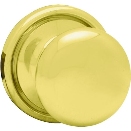 Door Knob, Polished Brass, 138 To 134 In Thick Door, 214 In Strike